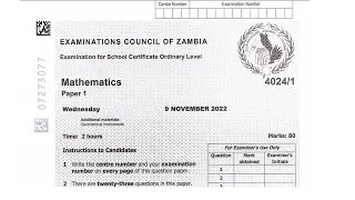 ECZ 2022 Maths paper 1 for internals question 1 - 4