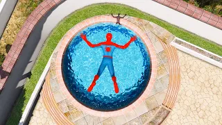 Jumping Off & Highest Swimming Pool Jump - SPIDERMAN GTA 5