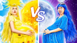 Day Pregnant Mom Vs Night Pregnant Mom With One Colored Makeover Challenge - Stories About Baby Doll