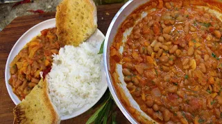 FAGIOLI SALVACENA ABBESTIA 3 EURO CENA FATTA  fagioli stufati con riso IN 12 MINUTI riso e fagioli