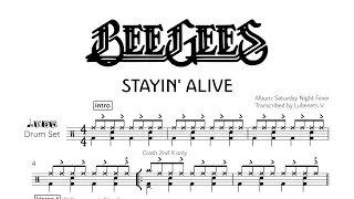 Bee Gees - Stayin' Alive (Drum transcription) | Drumscribe!