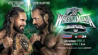 Seth Rollins vs Drew McIntyre for The World Heavyweight Championship at WrestleMania 40 (WWE 2K24).