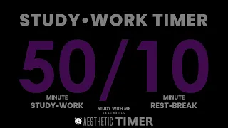 DARK Purple Mode 50 Minute Study TImer, 50/10 Timer, Gentle Alarm No Music | AESTHETIC TIMER