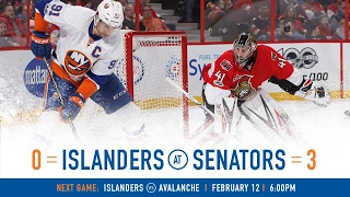 Islanders 0, Senators 3 • Game Recap • Feb 11, 2017 (HD)