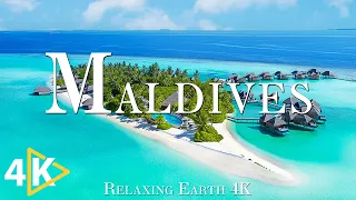 FLYING OVER MALDIVES (4K UHD) Amazing Beautiful Nature & Relaxing Music