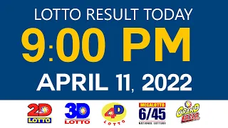 Lotto Results Today April 11 2022 9pm Ez2 Swertres 2D 3D 4D 6/45 6/55 PCSO