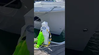 Tying up the bow of the Swift Trawler 41