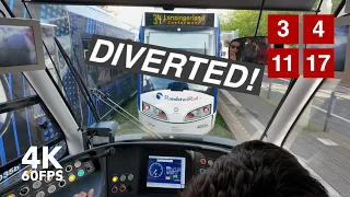 Diverted due to festival! | 🚊 HTM Line 17 | 🇳🇱 The Hague | 4K Tram Cabview | Siemens Avenio