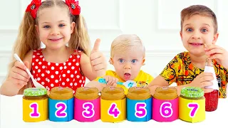 Diana e Roma em vídeos educativos para crianças - alfabeto, números e cores
