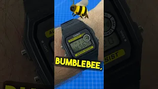 ⌚️ Casio BUMBLEBEE 🐝 F94W Strap UPGRADE 🤩 #casio #watchmods