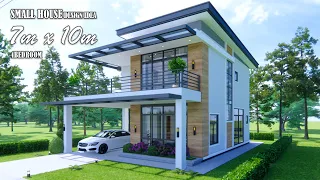 Small House Design | 2Storey House | 7m x 10m with 4Bedrooms