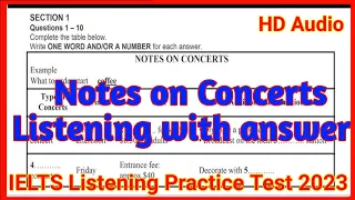 Notes on Concerts IELTS listening | IELTS listening practice test 2023 With Answer @IELTSwithKamal