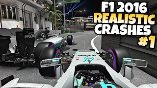 F1 2016 REALISTIC CRASHES #1