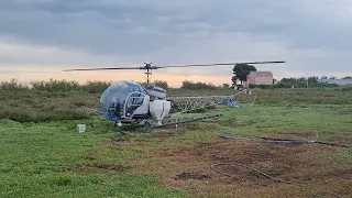 Start Up and Take Off Helicopter Bell 47