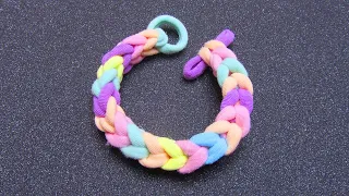 Ave Craft: Rainbow Bracelet Craft Idea using hair ties. DIY rainbow bracelet tutorial. #Shorts