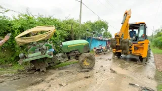 Old John Deere 5310 Breakdown in Mud Pulling by JCB 3dx Mahindra Arjun 4x4 Sonalika 60 Rx