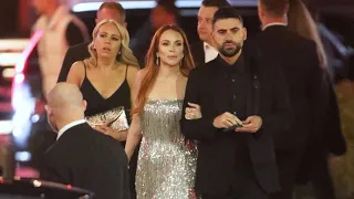 Lindsay Lohan Sparkles In Balenciaga At The Vanity Fair Oscars Party