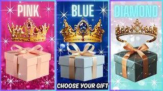 Choose your gift🎁😍💖 #3giftbox #chooseyourgift #pickonekickone #blue #pink #diamond #wouldyourather