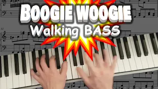 WOW! How To Play Boogie Woogie Piano Walking Bass Blues Riff ! Tutorial Music Lesson