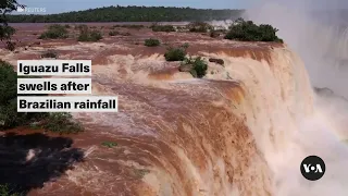 Iguazu falls swells after Brazilian rainfall | VOA News