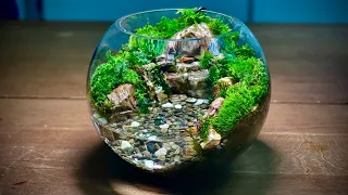 【moss terrarium】Making a moss terrarium with a waterfall