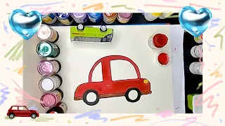 Car 🚗  drawing with color || Easy draw steps by step for kids #drawing #color #car