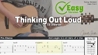 Thinking Out Loud (Easy Version) - Ed Sheeran | Fingerstyle Guitar | TAB + Chords + Lyrics