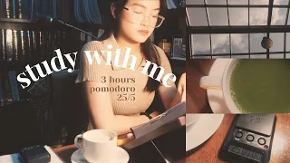 3-HOUR STUDY WITH ME | 🎺🍵 jazz cafe ambiance, pomodoro 25/5, dretec timer