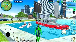 Rope Frog Ninja Hero Strange Gangster New Update - Lifeguard Boat at Vegas City - Android Gameplay