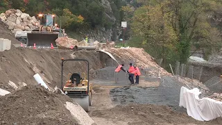 Vésubie (06) : visite de chantier sur la route métropole 2565 qui relie Plan du Var et Lantosque