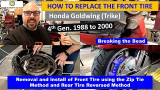 How to replace front tire on a Honda Goldwing GL1500 – Rear Tire Reversed – Zip Tie Method