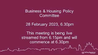 Meeting of Winchester City Council. Business & Housing Policy Committee