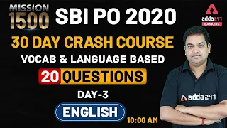 MISSION SBI PO 2020-21 | English 30 Days Crash Course | Vocab & Language Based 20 Questions (Day-3)