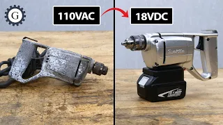 Cord to Cordless Drill Conversion From 100v to 18V