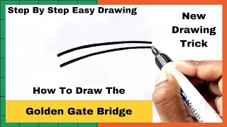 How to draw the Golden Gate Bridge | Easy drawing | Drawing Steps 101