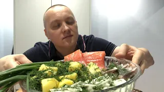 Форель с картошкой мукбанг mukbang eating