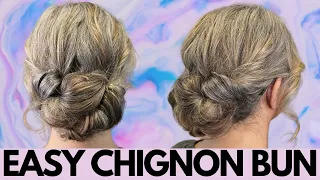 EASY chignon bun hairstyle - quick low chignon