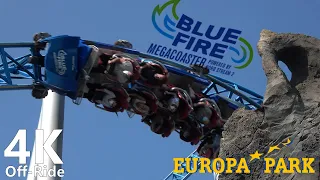 Blue Fire Megacoaster - 4K UHD Off-Ride - Europa Park - Mack Rides Launch Coaster - Cinematic