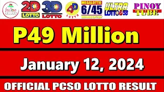 Lotto Result Today 9pm January 12 2024 6/58 6/45 4D Swertres Ez2 PCSO