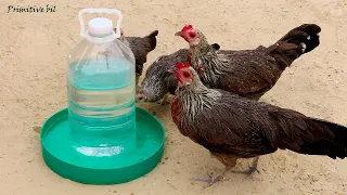 Como hacer un bebedero casero con una botella de plástico para gallinas patitos y pollitos de corral