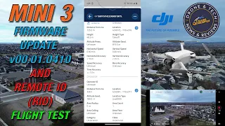 DJI Mini 3 Firmware Update v01.00.0410 - Remote ID (RID) Test with Standard and Plus Batteries