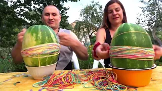 Арбуз Челлендж взрываем большой арбуз резинками 6+ Exploding The Great Watermelon Challenge