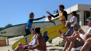 Joel Tudor & Kaniela Stewart hugging with respect Malibu