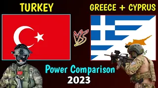 Turkey vs Greece and Cyprus Military Power Comparison 2023 | Greece +  Cyprus vs Turkey