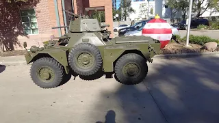 Daimler Ferret armored vehicle on Houston streets