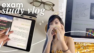 exam week study vlog 🍄 productive student life, staycation studying, lots of note-taking