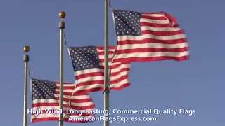 US flags designed for high wind, commercial applications.