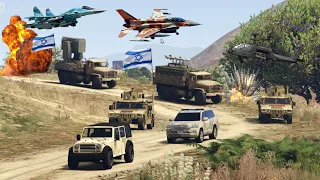 Irani Fighter Jets, War Helicopters & Tanks Attack on Israeli Army Convoy in Jerusalem - GTA 5