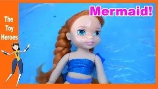 Anna And Elsa Toddlers Swimming! Part 2 - Elsa And Anna Mermaids! - Barbie Videos