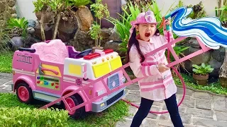 Bug's Pink Fire Truck | Funny Rescue Mission  | Little Big Toys